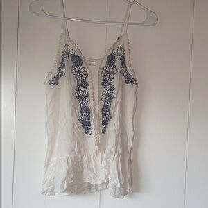 Love on a Hanger White Top with Navy Floral Design